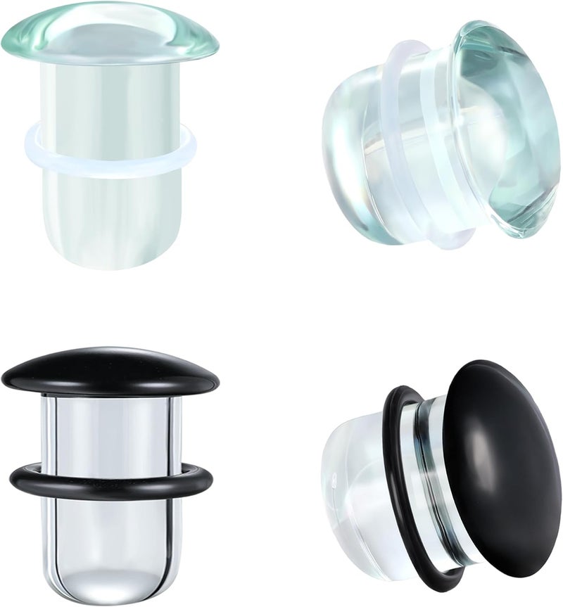 AccGin Store Glass Ear Stretching Kit Single Flare Plugs & Rubber Rings Unique 1mm Increments 3mm-25mm Gradual Sizing Smooth Glass Gauges for Daily Wear Earring Expander Stretcher Piercing Body Jewelry 4Pcs - Image 1